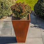 Corten Steel Tall Tapered Square Planter - Pre-rusted | 30cm x 30cm x 70cm | Brown