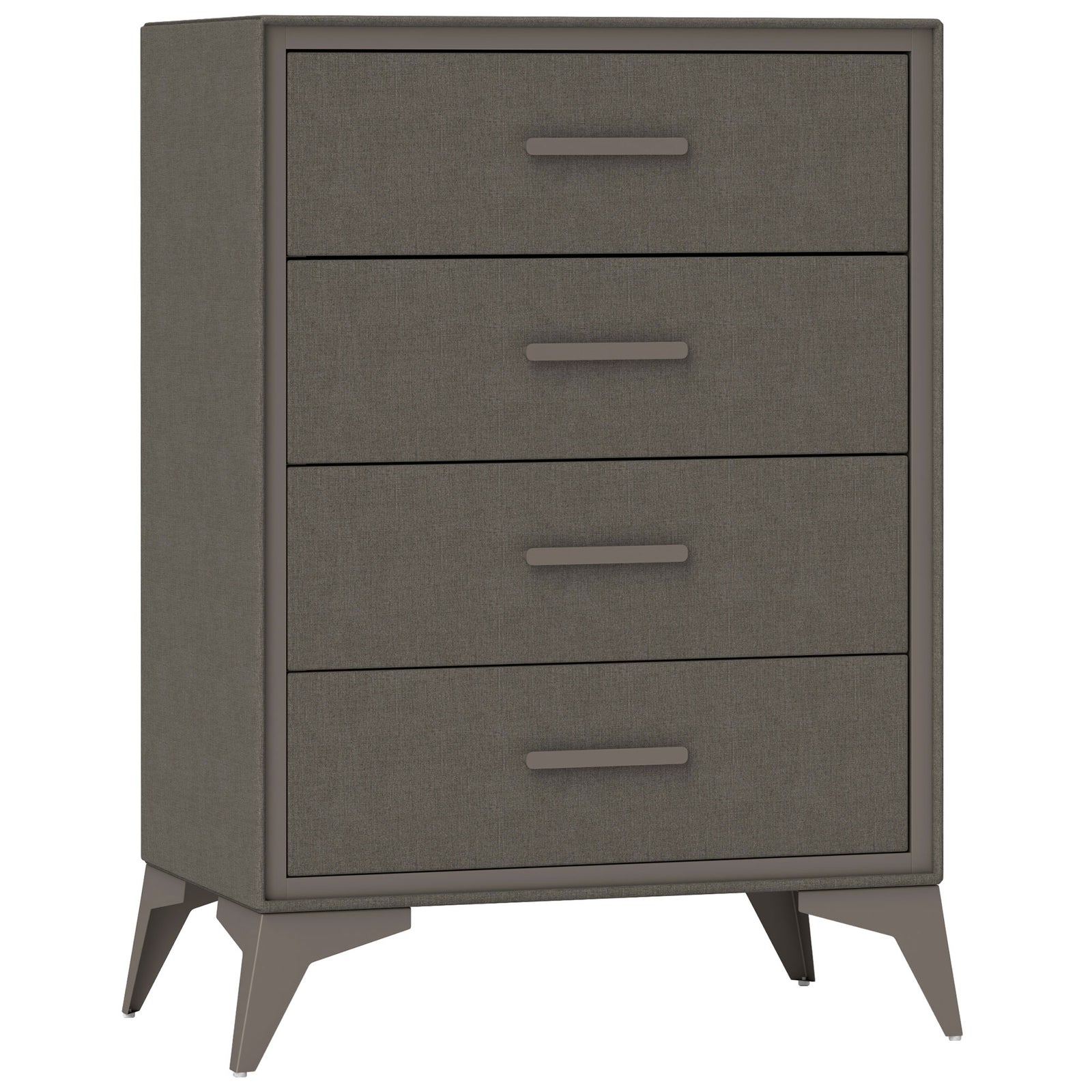 4 Drawer Chest, Fabric Dresser, Steel Frame, Brown