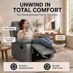 Manual Recliner Sofa 1 Seater Faux Leather | Grey