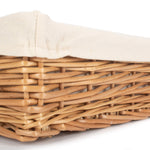 Wicker Cotton Lined Straight-sided Rectangular Tray | Set-of-3 | Brown