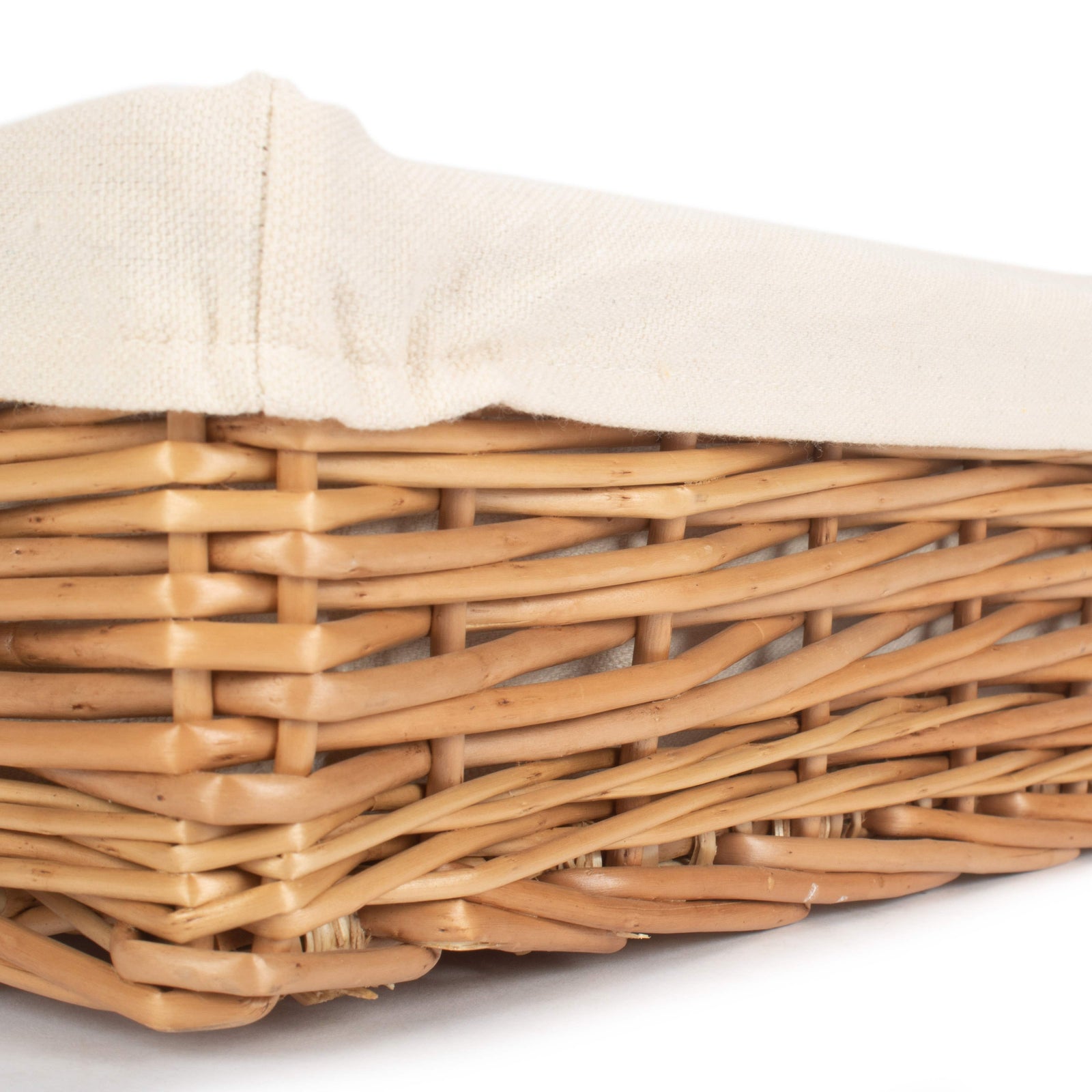 Wicker Cotton Lined Straight-sided Rectangular Tray | Set-of-3 | Brown