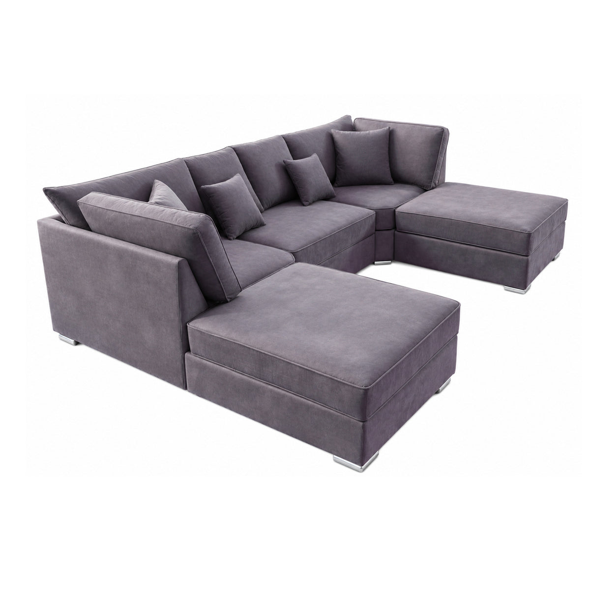 The Chelsea U-shaped Modular Corner Sofa With Deep Seat | 5 Seat | Light Grey