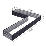 L-shaped Galvanized Steel Raised Garden Bed Raised Planter Box | Charcoal Black