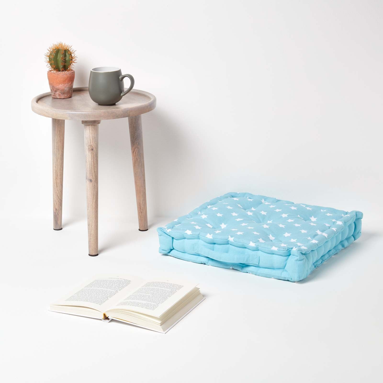 Cotton Stars Floor Cushion | 40cm x 40cm | Blue