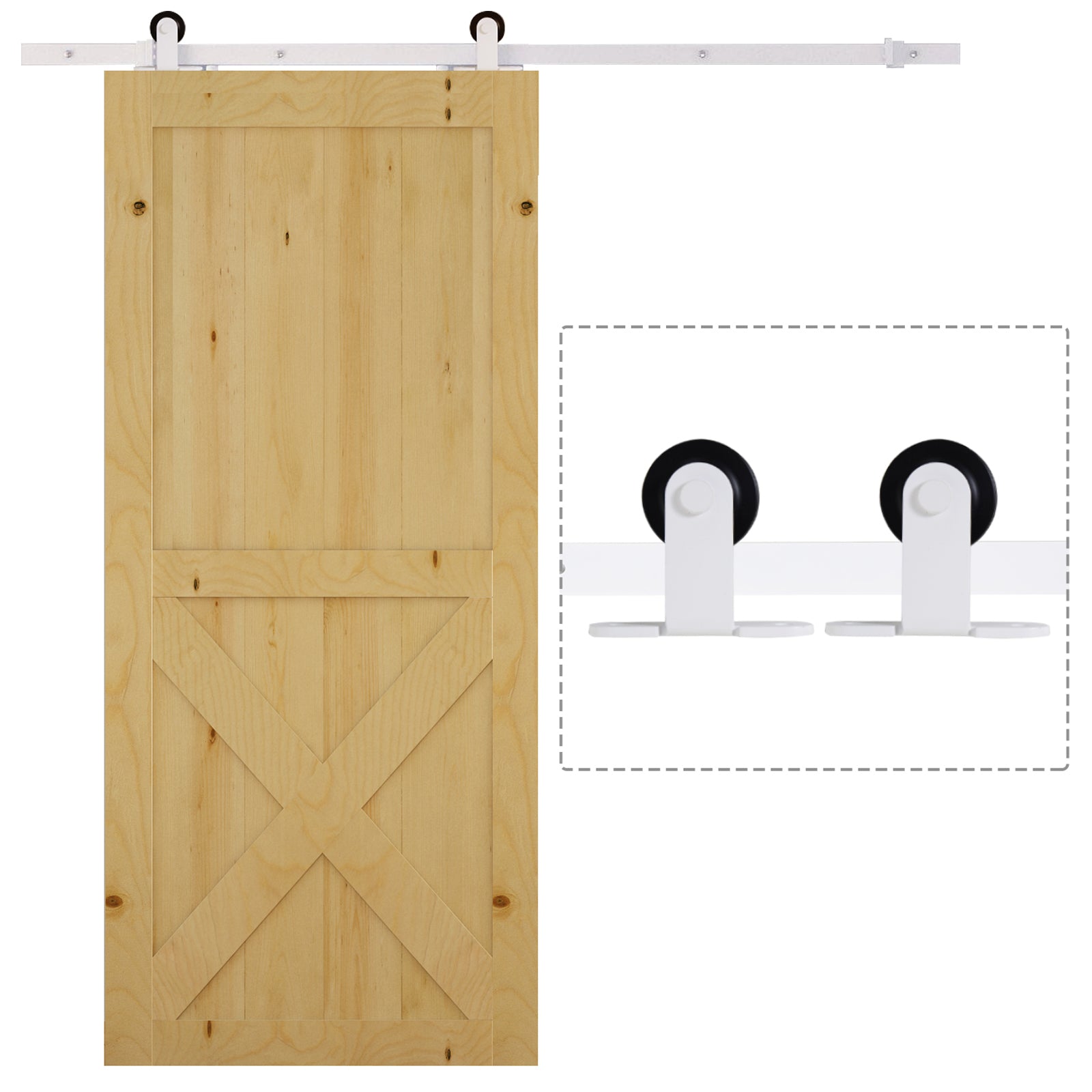6ft Steel Sliding Barn Door Hardware Track Kit Rail Roller
