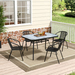 5 Pcs Garden Dining Set Garden Coffee Table With Pe Rattan Chairs