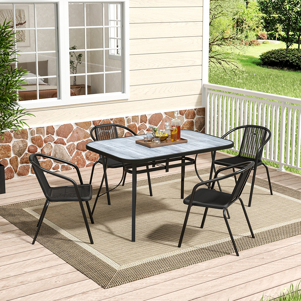 5 Pcs Garden Dining Set Garden Coffee Table With Pe Rattan Chairs