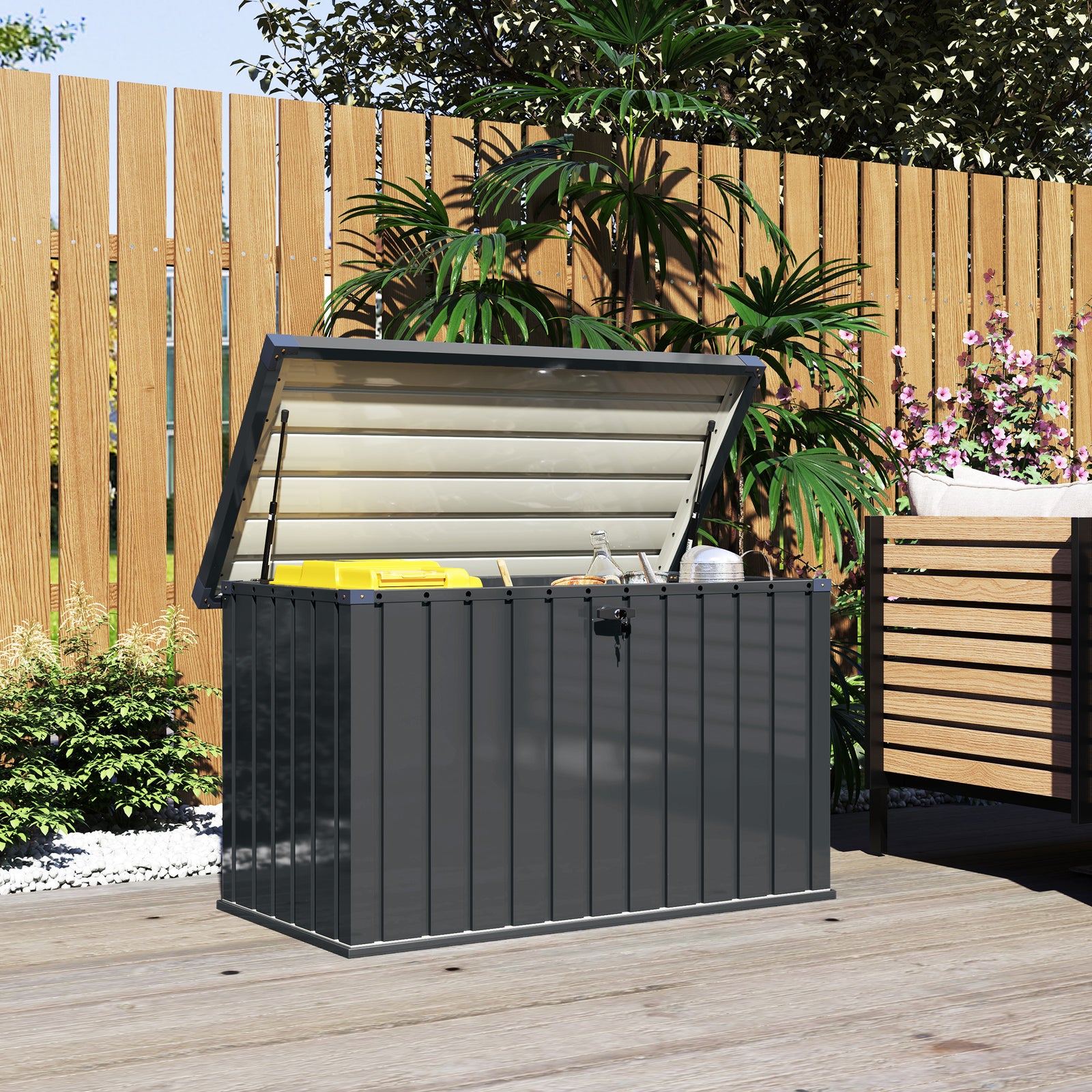 400l Waterproof Metal Outdoor Storage Box With Lock And Keys