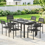 Outsunny Garden Dining Set With Umbrella Hole For 6 People, Black