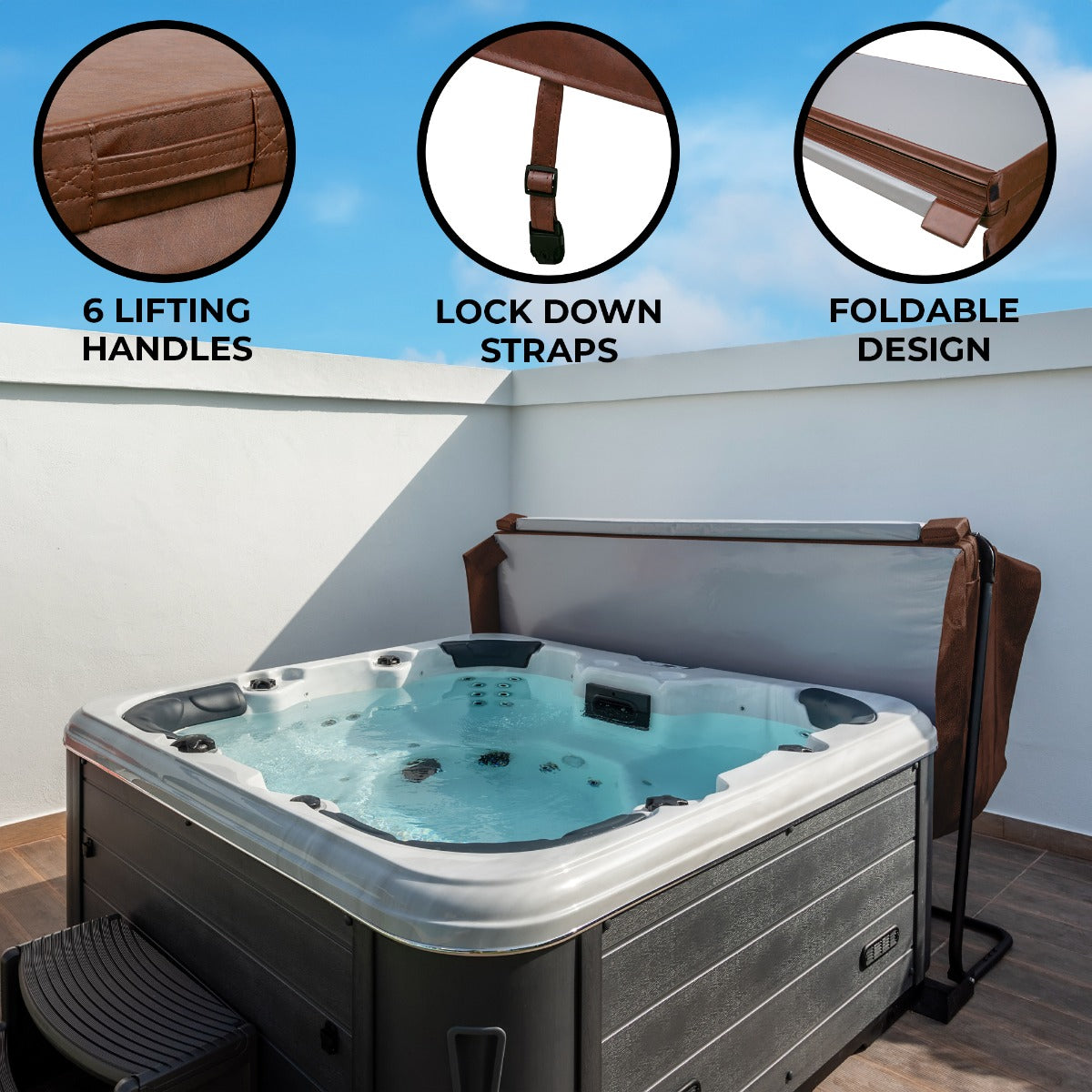 2.1m Hot Tub Spa Cover | Brown