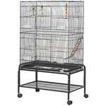 Bird Cage, With Stand, Wheels, Toys, For Budgies, Finches, Parakeets | Black