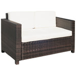 Rattan Wicker 2-seat Sofa Loveseat Padded Garden Furniture | Brown