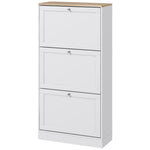 Narrow Shoe Cabinet With 3 Flip Drawers For 18 Pairs