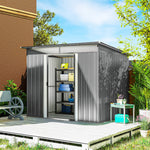 Garden Shed Outdoor Storage Tool Organiser W/ Double Sliding Door | Light Grey