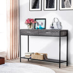 Console Table Worktop Bottom Shelf 2 Drawer Industrial