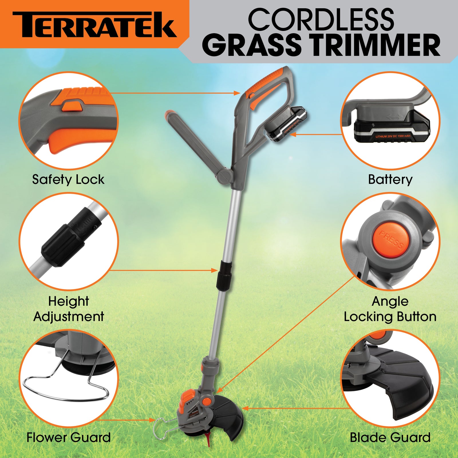 20v 2 In 1 Electric Cordless Grass Strimmer Garden Grass Cutter Trimmer Battery & Charged Included | 1 Battery + 1 Charger | Grey