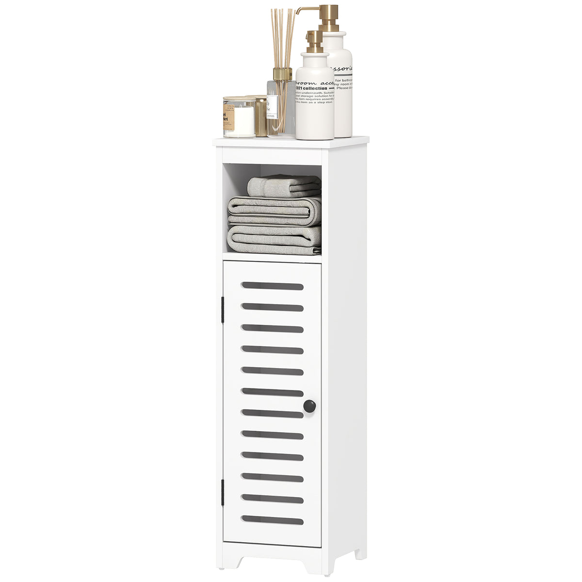 HOMCOM Bathroom Cabinet, Bathroom Floor Cabinet With Adjustable Shelf, White