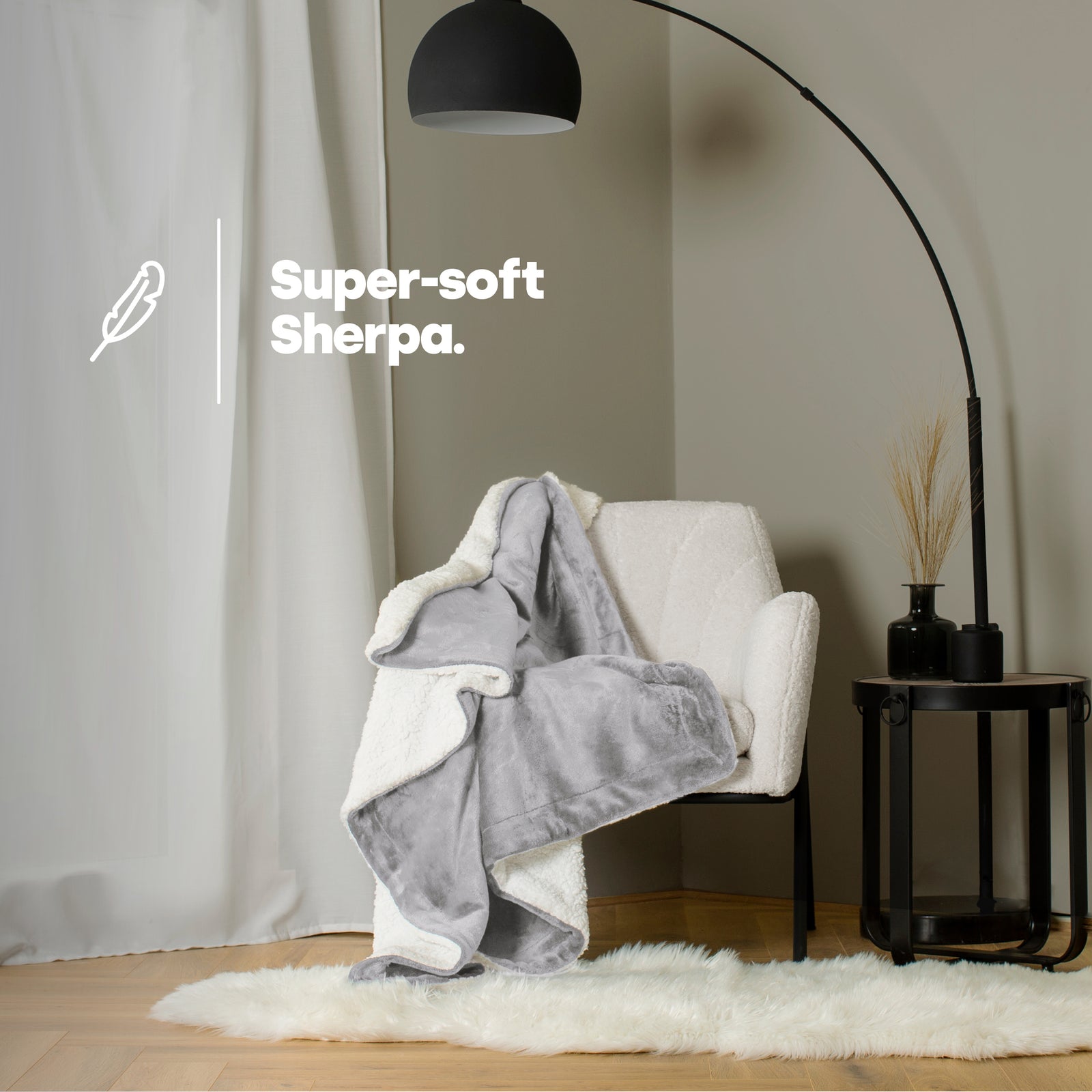 Double Sherpa Fleece Blanket - Misty Grey