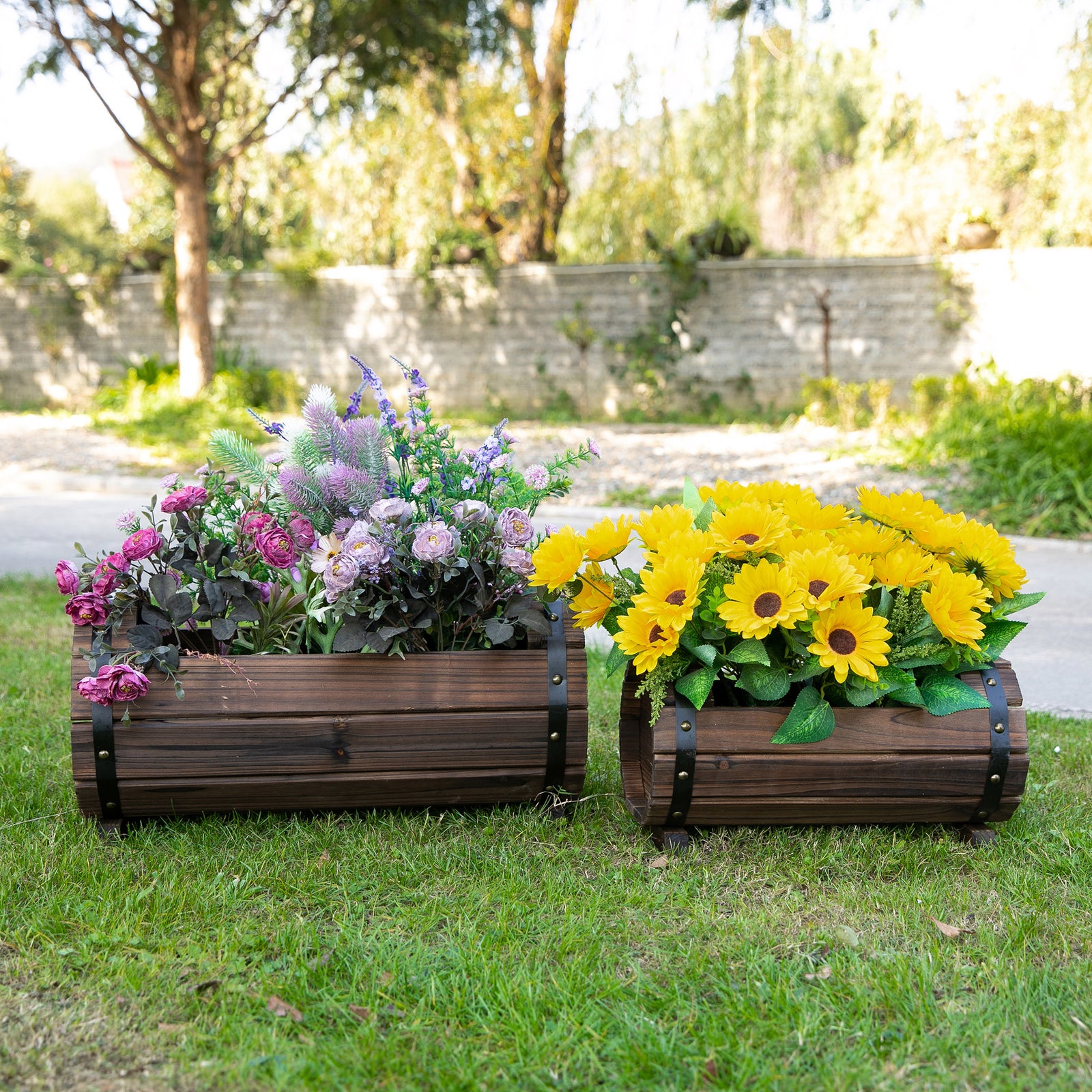 2pcs Wooden Flower Plant Pot Box