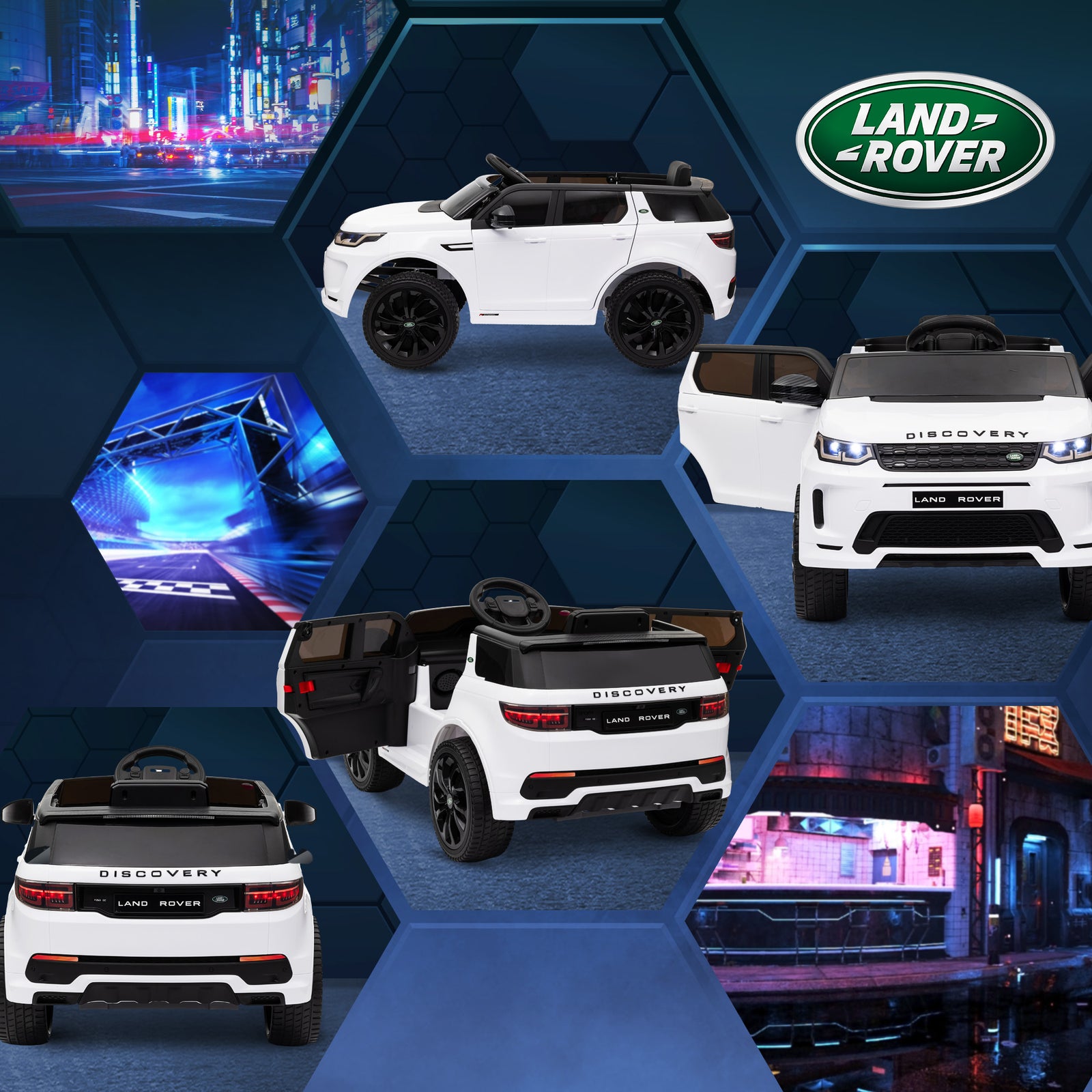 Land Rover Licensed Kids Electric Car W/ Remote Music | White