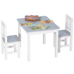 Kids Table And 2 Chairs Set 3 Pieces Toddler Multi-usage Desk Indoor Grey