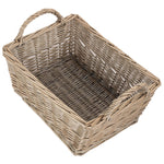 Wicker Antique Wash Finish Handled Unlined Storage Basket | Large | Brown