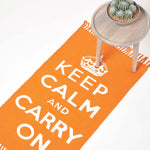 Keep Calm And Carry On Handwoven 100% Cotton Rug | 60cm x 100cm | Orange