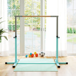 Adjustable Kids Gymnastics Bar Horizontal Training Steel Frame Wood | Blue