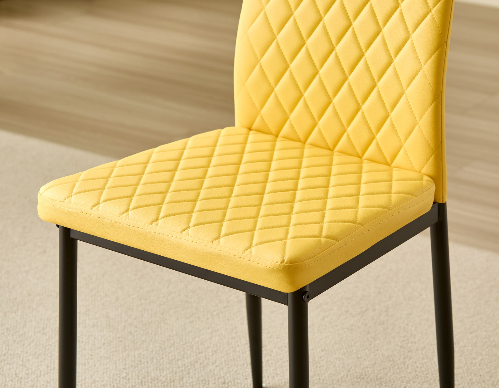 Set Of 4 Emily Faux Leather Dining Chairs - Modern Comfort And Style | Mustard
