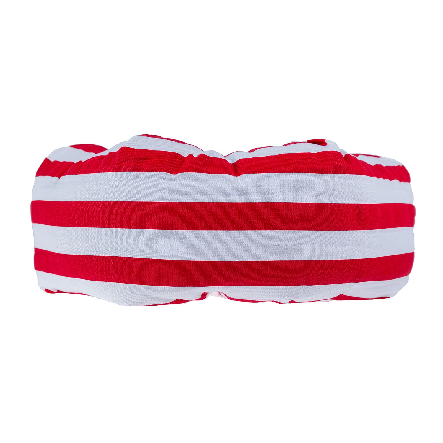 Striped Pleated Round Floor Cushion | 40cm x 40cm | Red