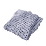 Stretchable Chunky Knit Handwoven Chenille Throw Blanket | Medium | Grey