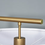 Floor Lamp With Linen Lampshade Round Base Bedroom