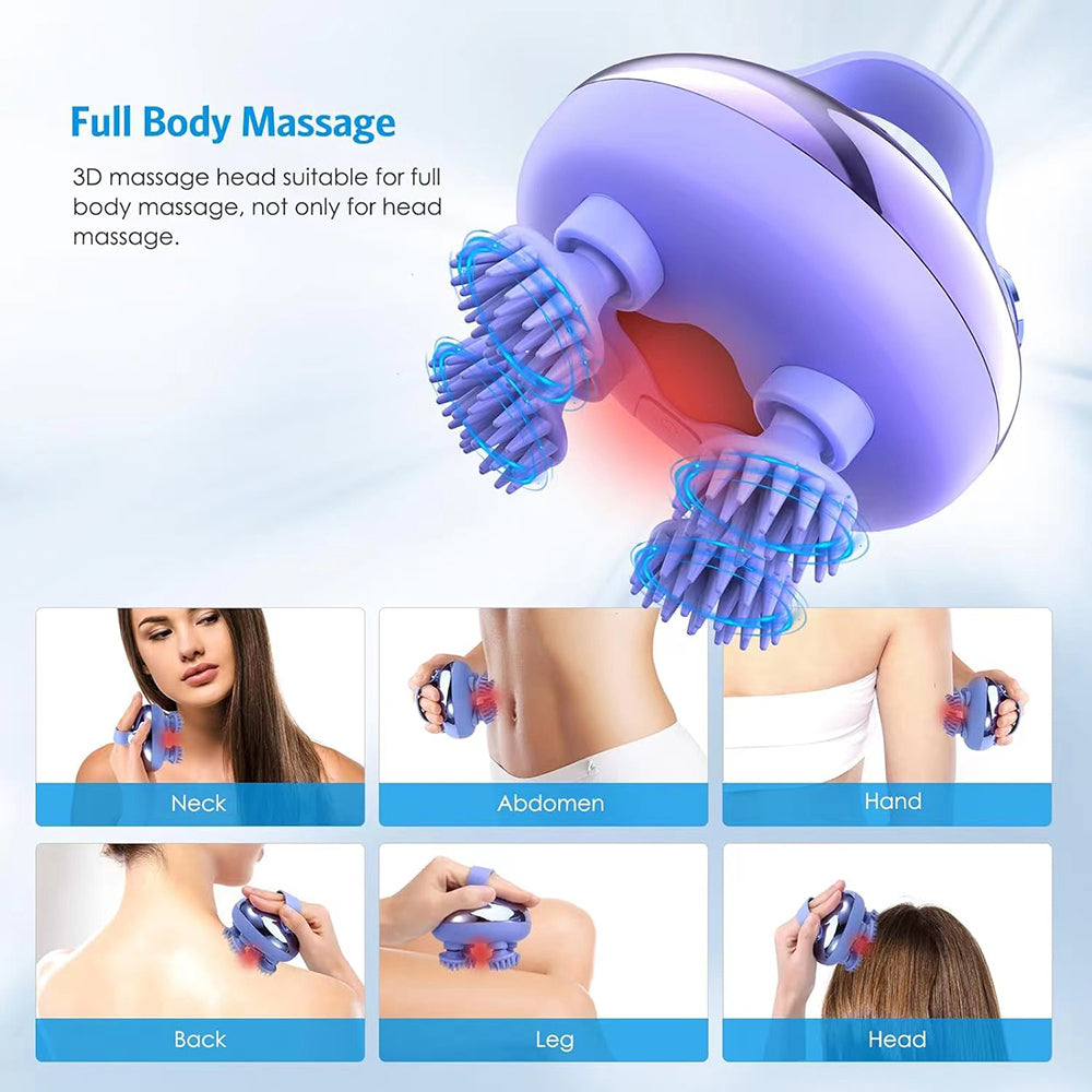 Electric Scalp Massager With 8 Interchangeable Heads, Ipx7 Waterproof, Type-c Rechargeable | Purple