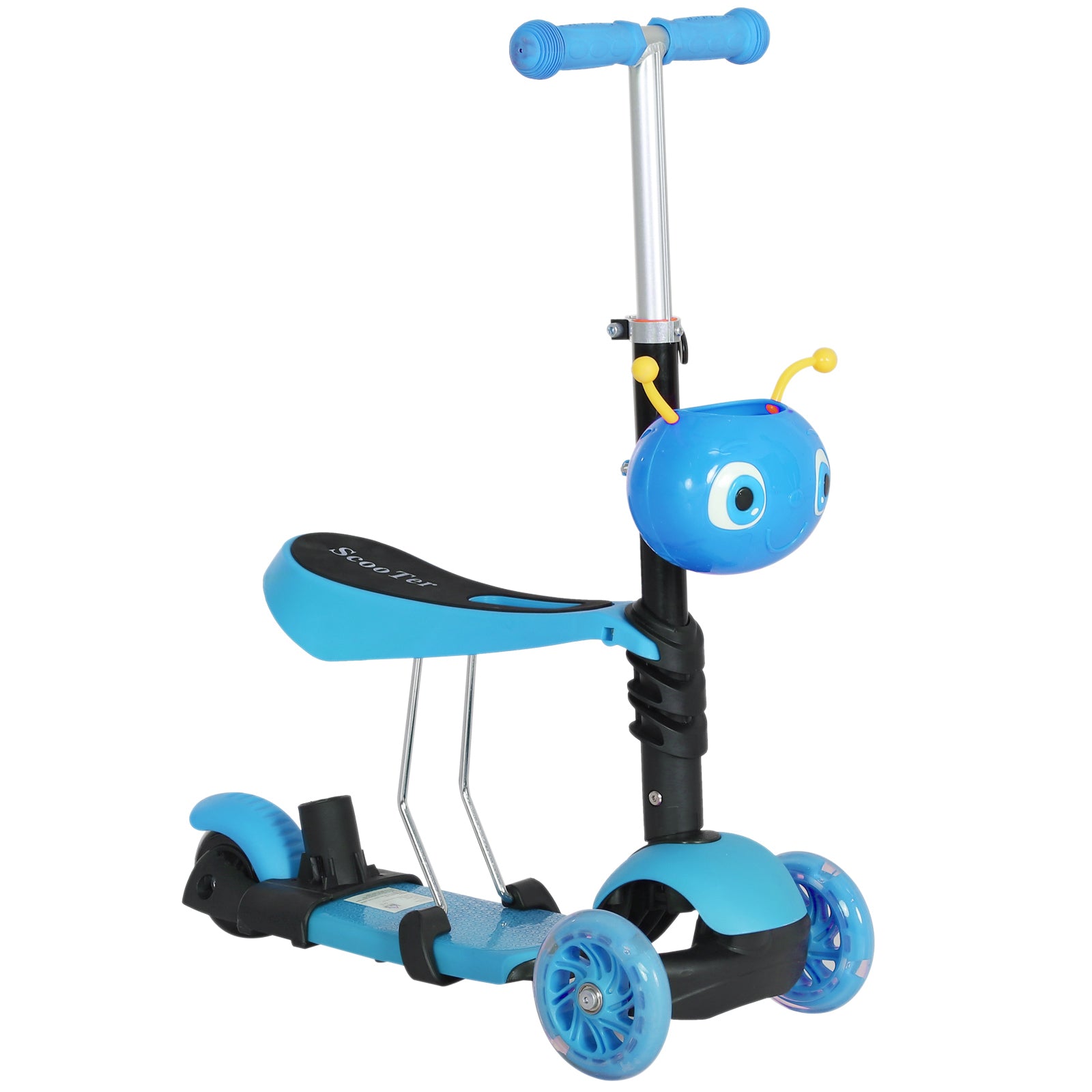 5-in-1 Kids Baby Toddler Kick Scooter Removable Seat Height Adjustable | Blue