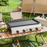 Gas Grill, Gas Bbq W/ Non-stick Griddle For Camping | Large | Silver