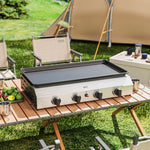 Gas Grill, Gas Bbq W/ Non-stick Griddle For Camping | Large | Silver