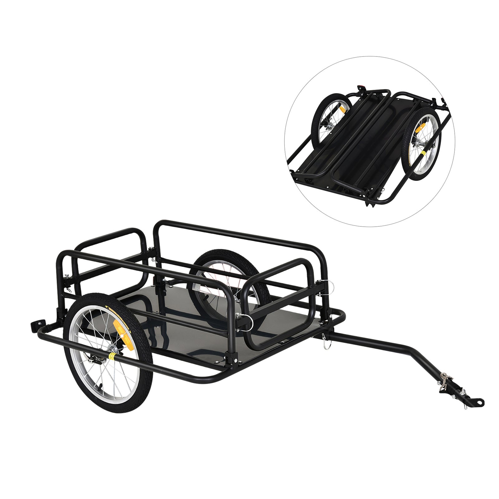 Bike Trailer Cargo Storage Carrier With Hitch Steel Frame