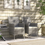 2 Pc Rattan Chair Patio Sofa Chairs Set Cushioned Outdoor