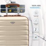 45x36x20cm Lightweight Underseat Cabin Carry On Suitcase - 100+ Airline Approved - Hard Shell Luggage - 4 Wheels | 45 x 36 x 20cm | Cream