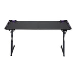 120cm/140cm/160cm W Gaming Desk With Mouse Pad, Cup Holder & Headphone Hook Sturdy Computer Table With Led Lights | Small | Black