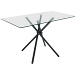 Modern Miami Rectangle Glass Dining Table With Starburst Black Legs | Black