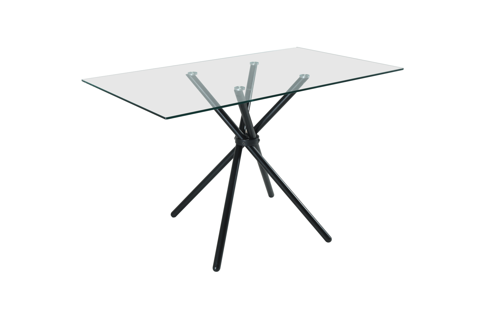 Modern Miami Rectangle Glass Dining Table With Starburst Black Legs | Black