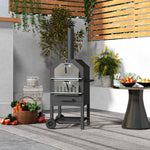 2-in-1 Pizza Oven, 3-tier, Rain Cover, Chimney | Black