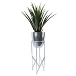 Artificial Yukka Plant Metal Planter Stand 90cm Tall Realistic Premium Botanik | Silver