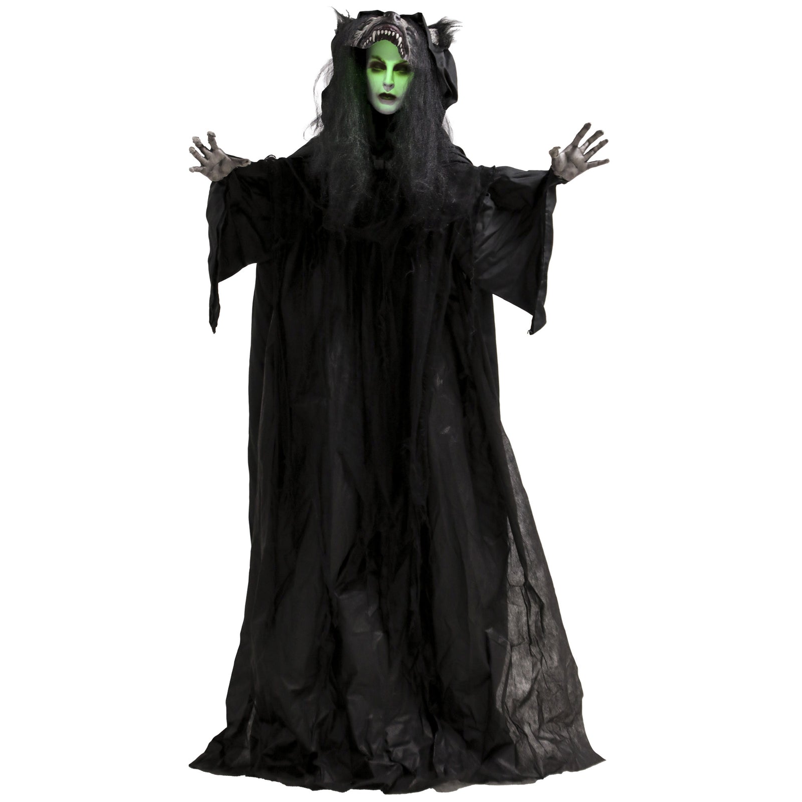 HOMCOM 67" Animated Pop-up Ghost With Werewolf Mask, Light Up Animated Prop