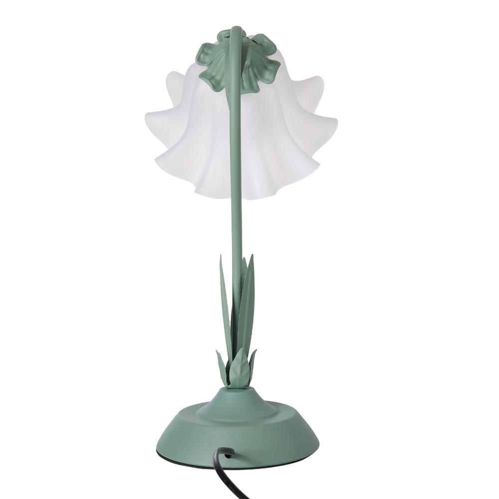 Floral-Inspired LED Table Lamp – Green Iron Stem with Acrylic Petal Shade for Soft and Elegant Ambient Lighting
