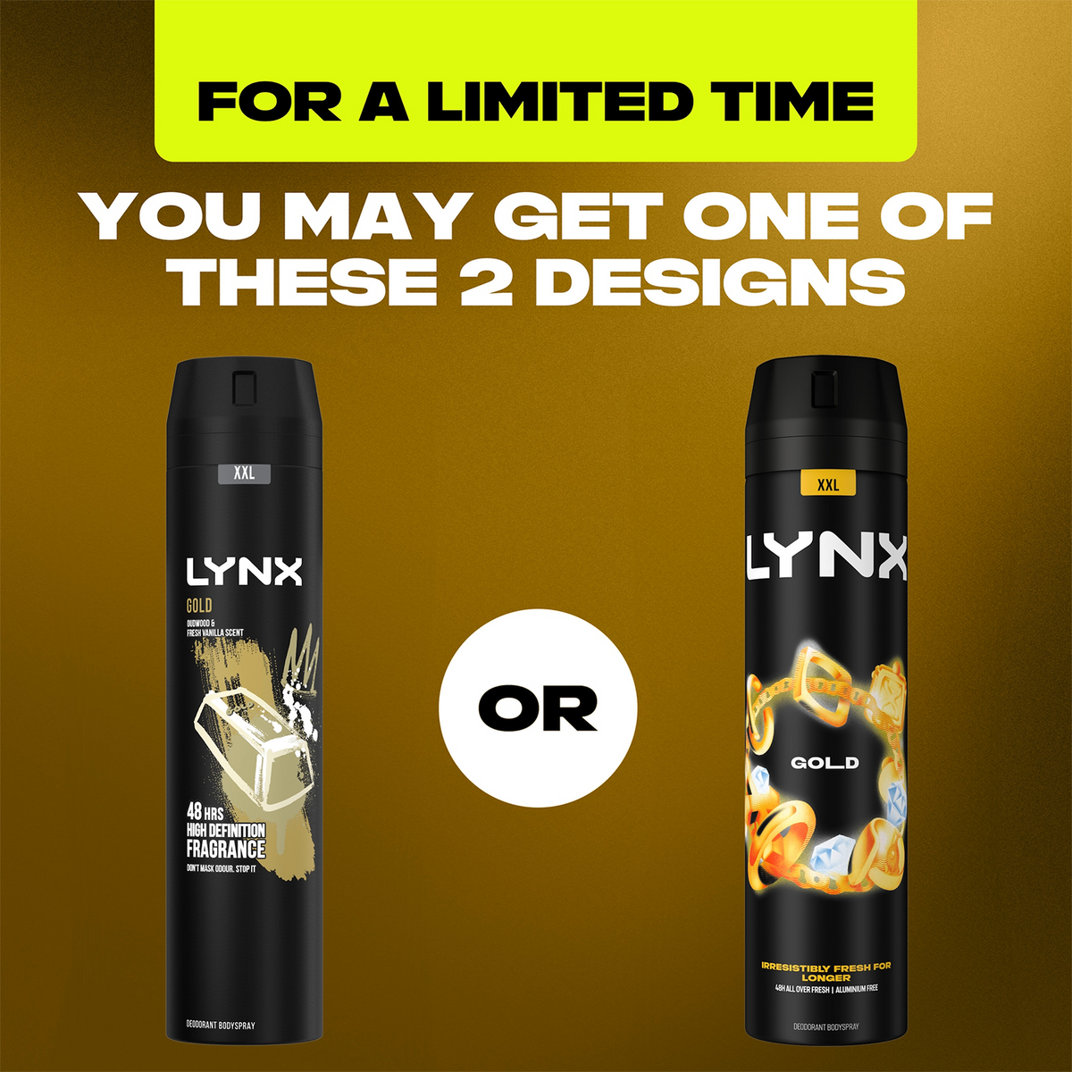 Xxl Gold 48-hour High Definition Fragrance Body Spray Deodorant, 250ml | Set of 12