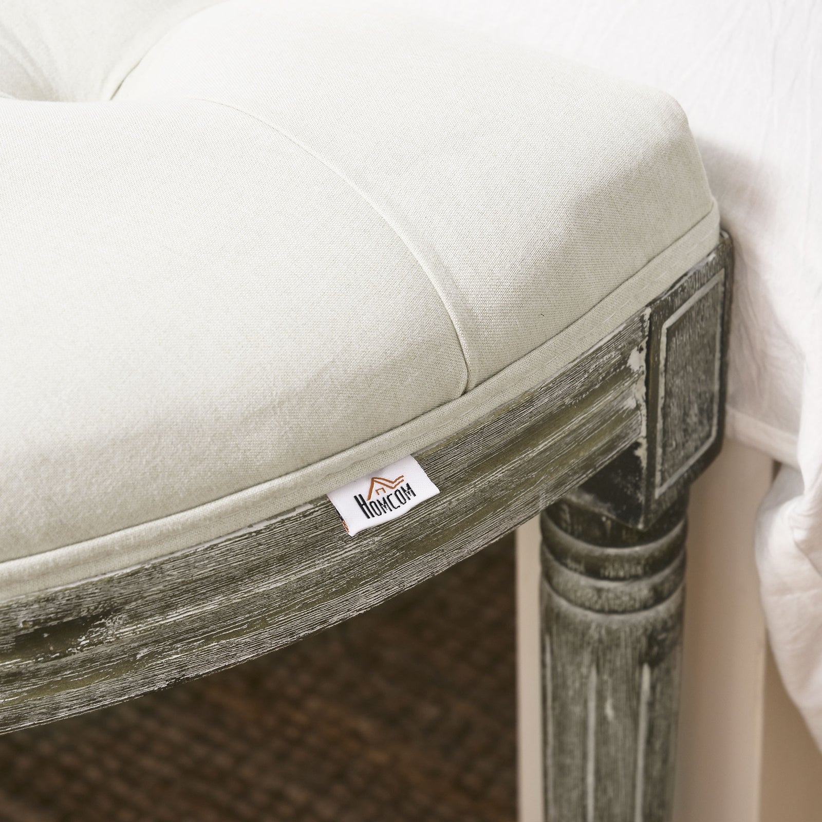 Half-circle End Bench Ottoman Button Tufting Padded Seat