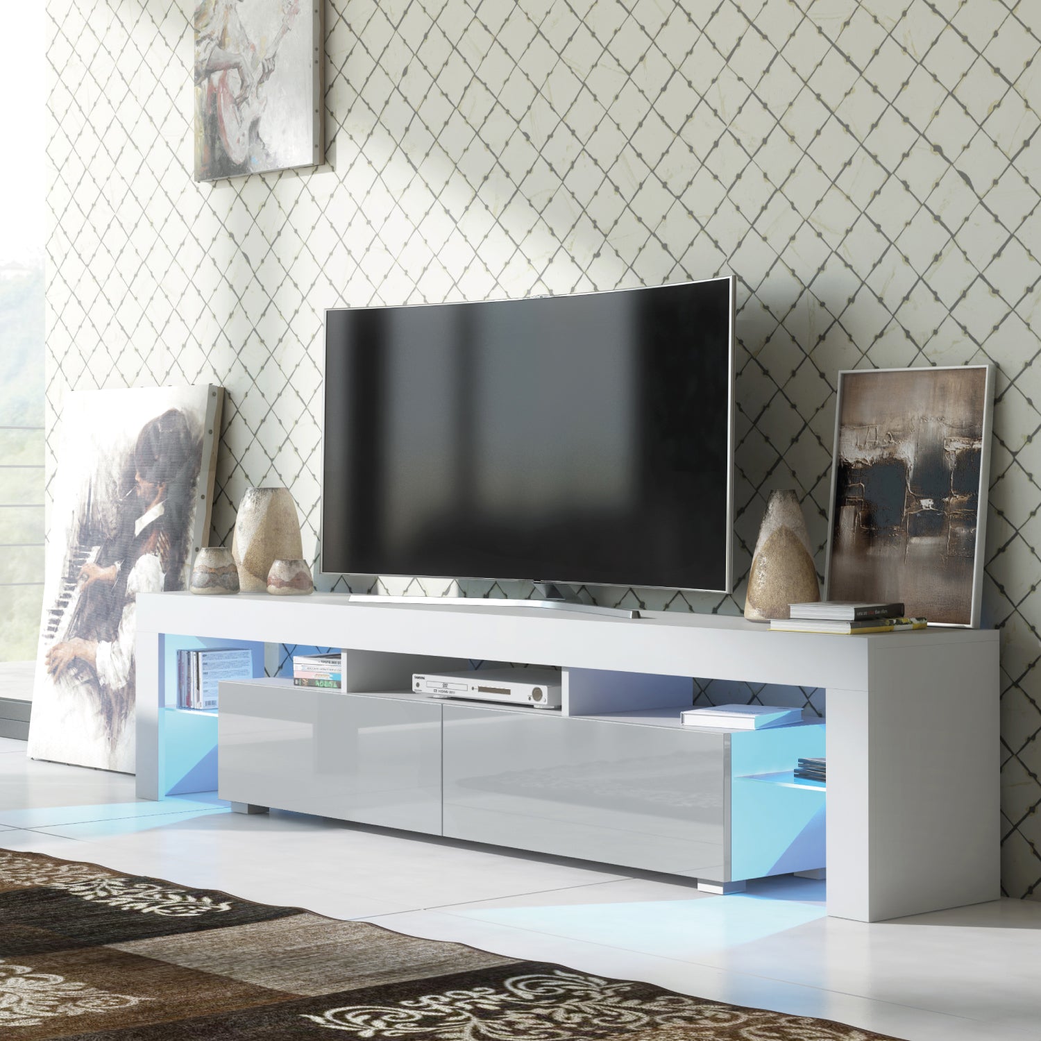 Nova Tv Unit 200cm With Led Lights | Grey