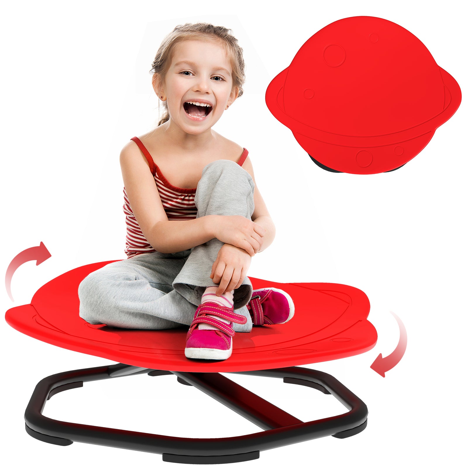 Planet-shaped Kids Swivel Chair, Sensory Spinning Chair | Red